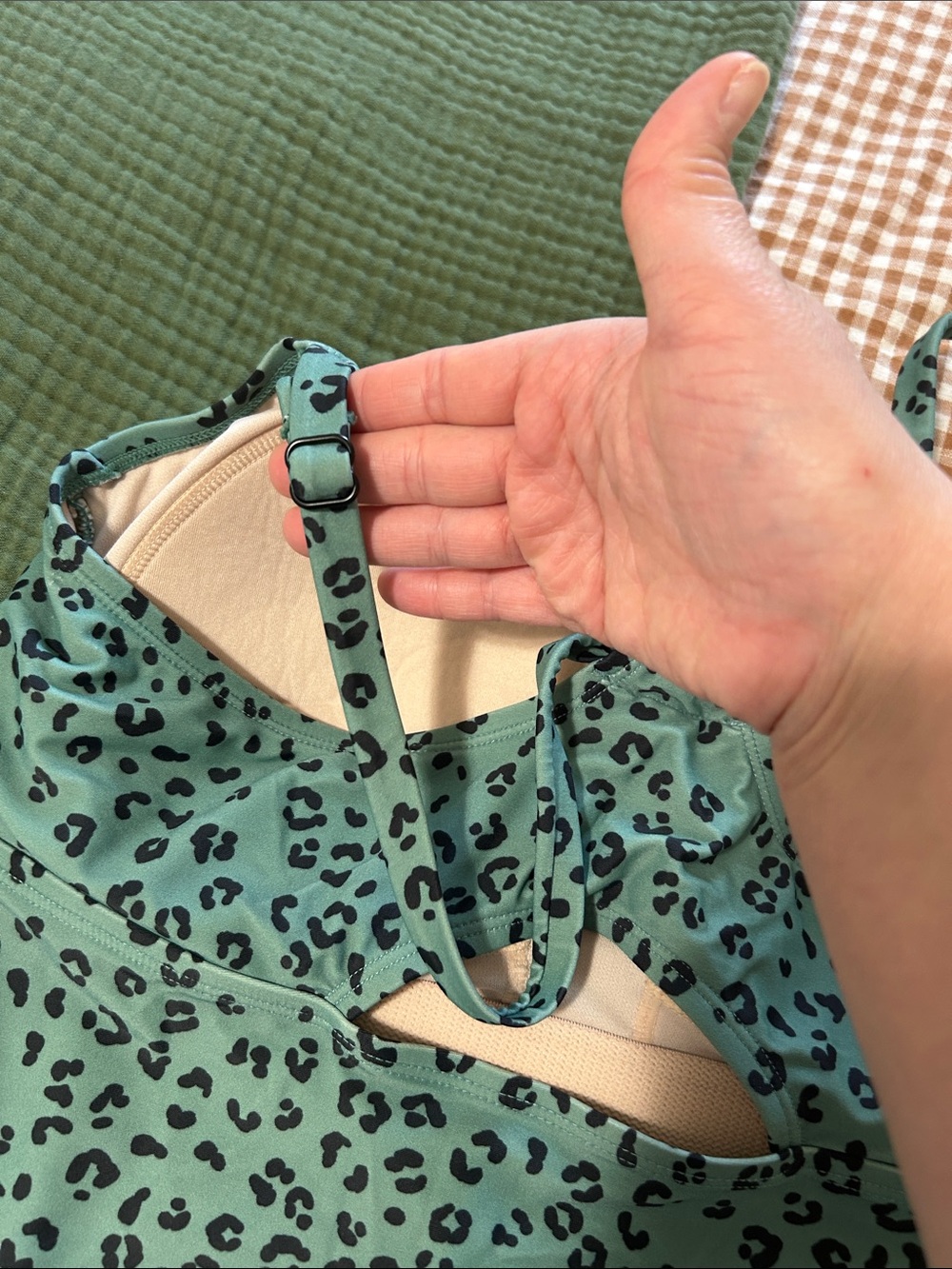 Kona Sol Green Leopard Print Tankini Top - Picture 3 of 4